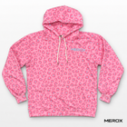 MEROX pink leopard cheetah print embroidered hoodie front view