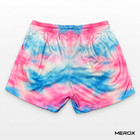 MEROX pink and blue tie-dye mesh shorts back view