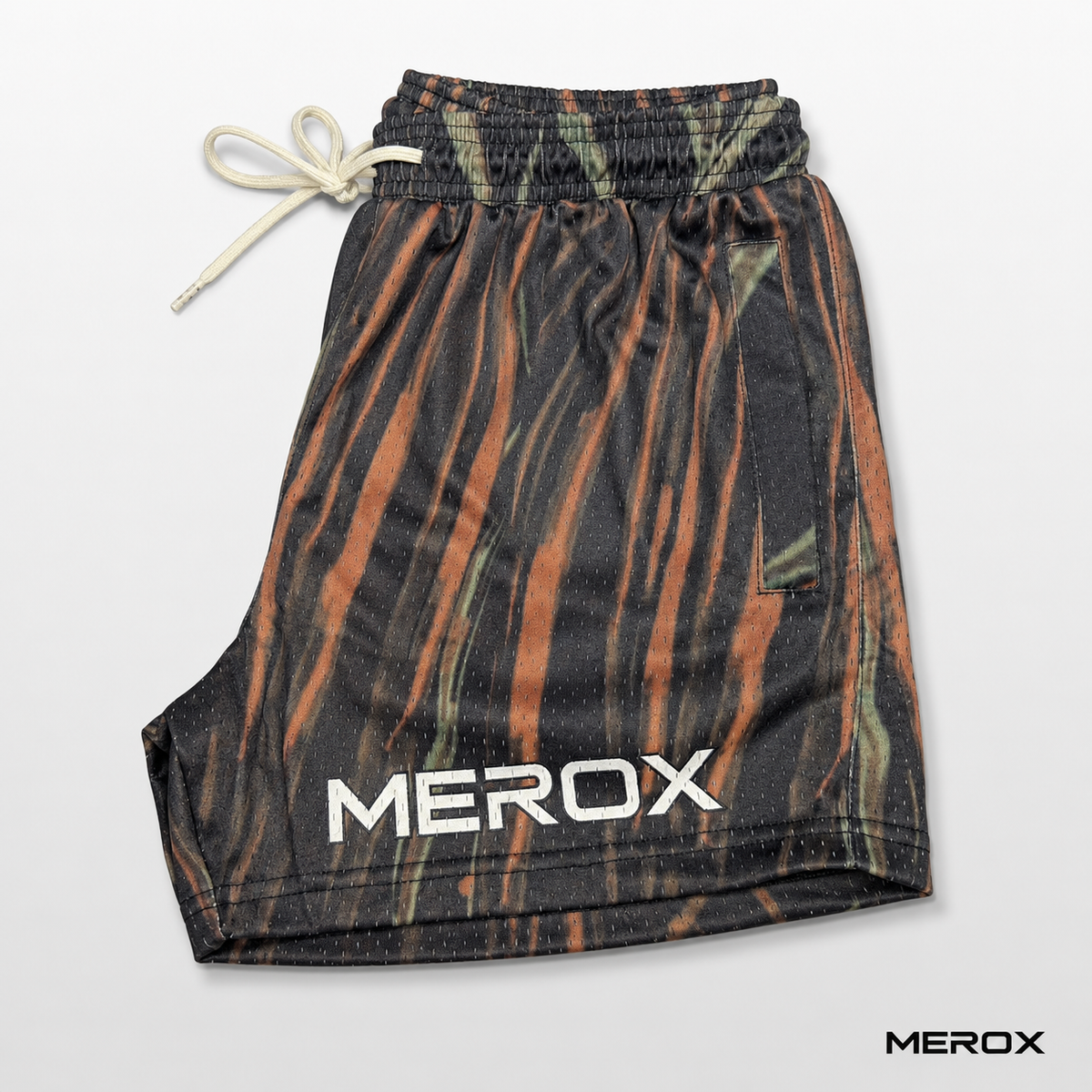 MEROX Tiger Camo mesh shorts side view
