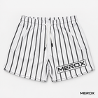 MEROX white pinstripe 5-inch mesh shorts front view