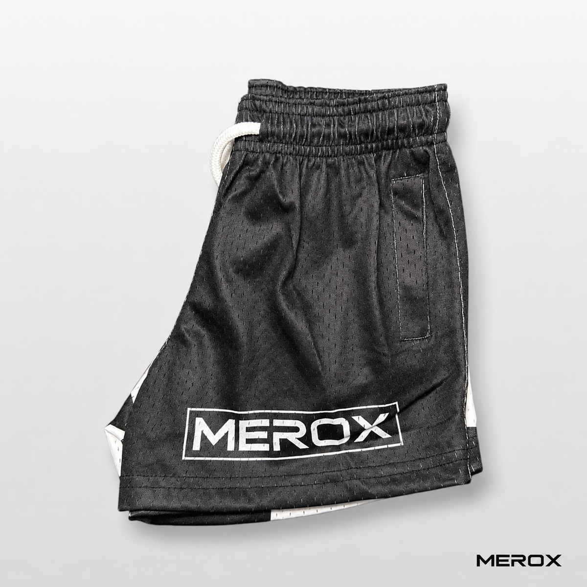 MEROX Youth Checkered Mesh Shorts side view with zipper pocket