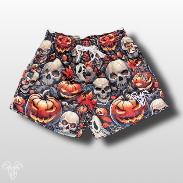 Goat Strength Final Stock – Skull & Jack-o’-Lantern 5-Inch Mesh Shorts