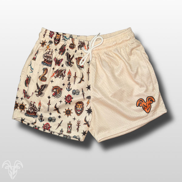 Goat Strength Final Stock – Traditional Tattoo Mesh Shorts