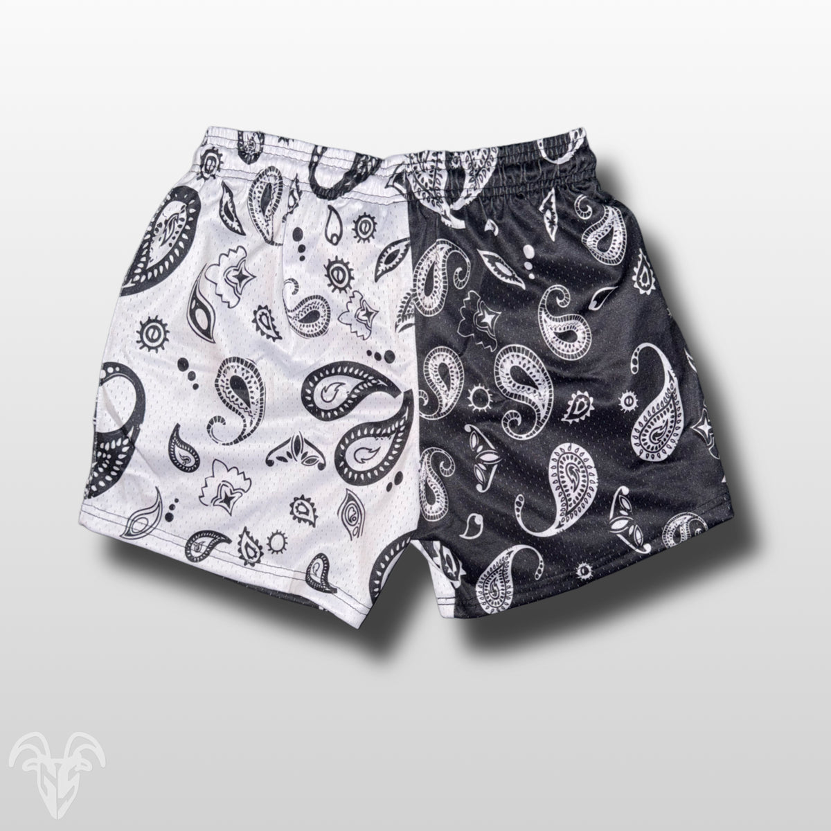 Goat Strength Final Stock – Black & White Bandana 5-Inch Mesh Shorts