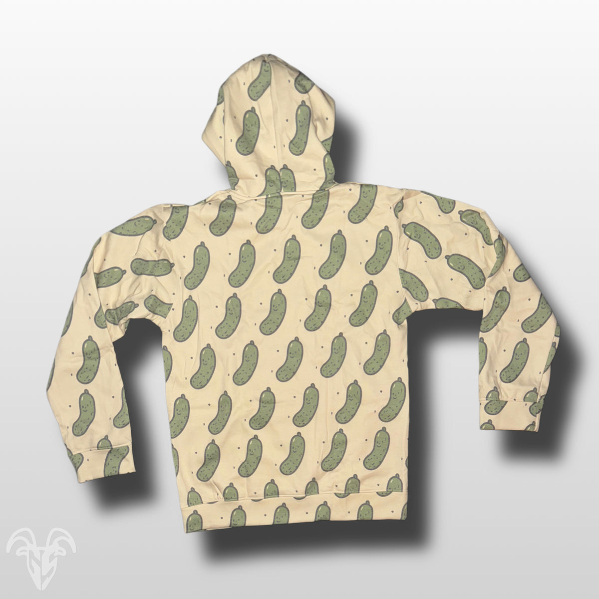 Goat Strength pickle pattern hoodie detail