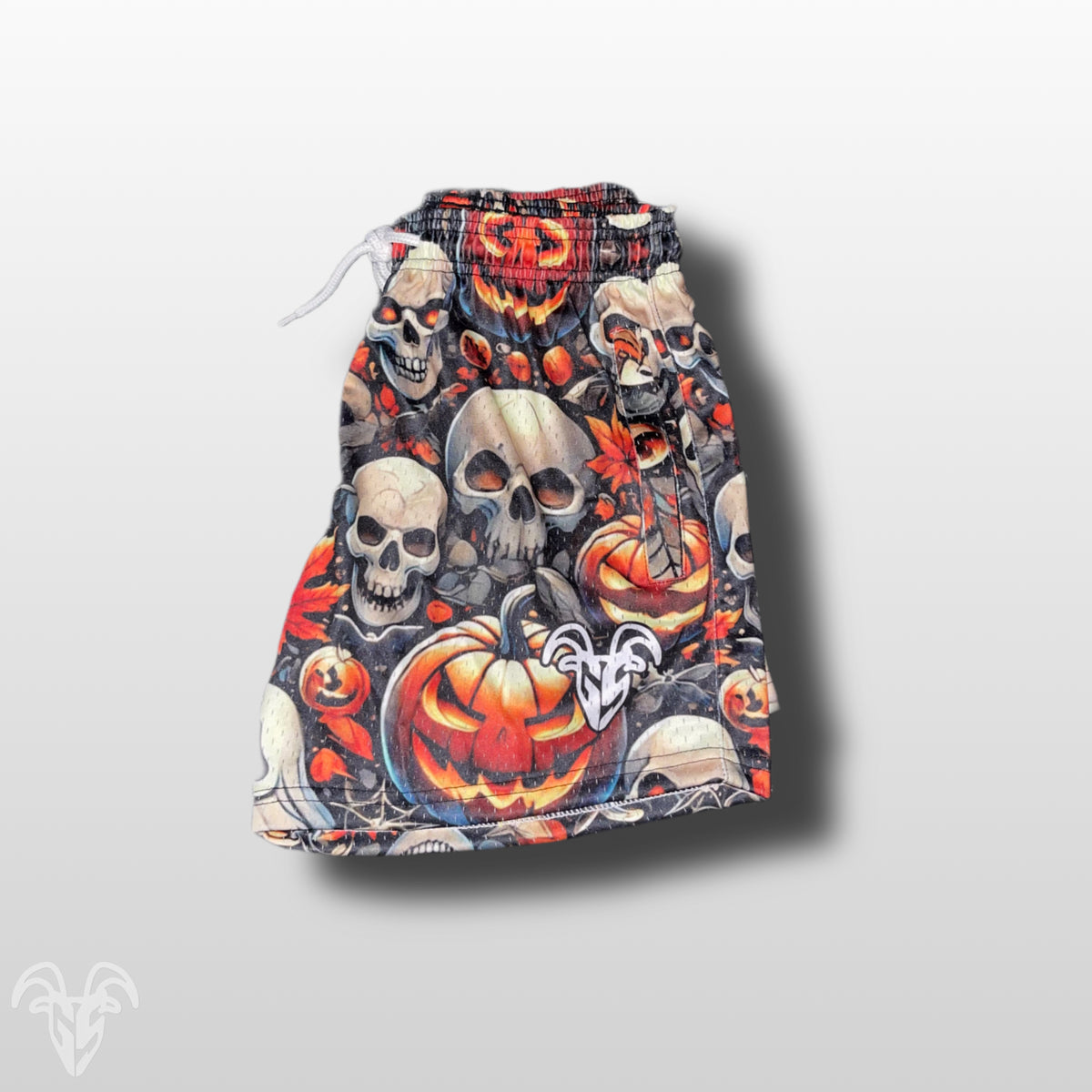 Goat Strength Final Stock – Skull & Jack-o’-Lantern 5-Inch Mesh Shorts
