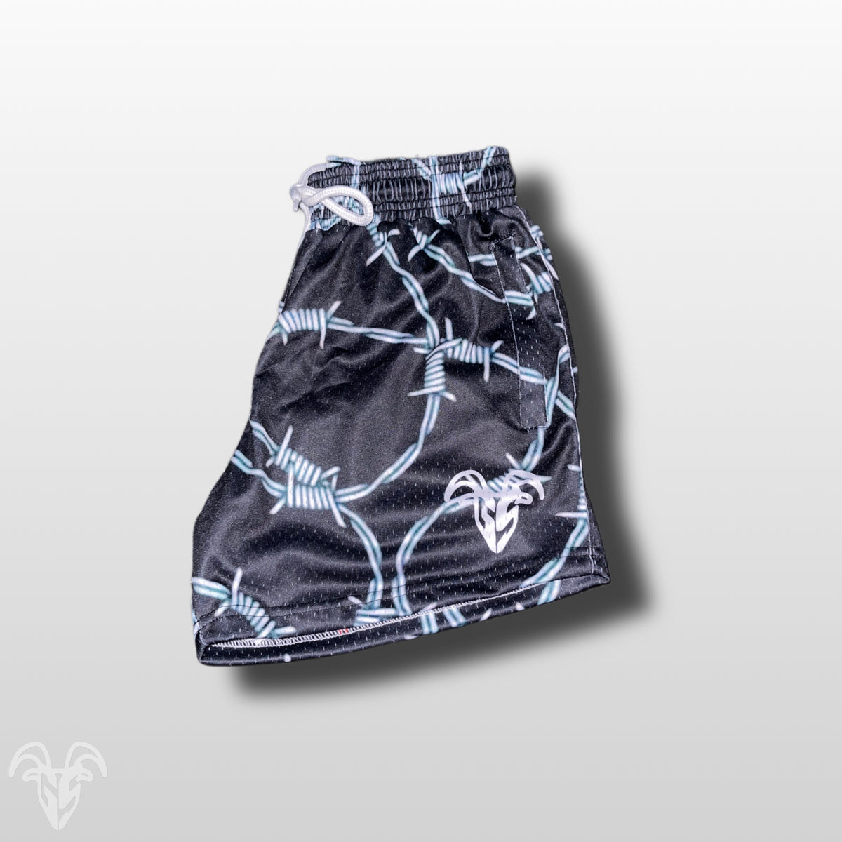 Goat Strength Barbed Wire mesh shorts detail