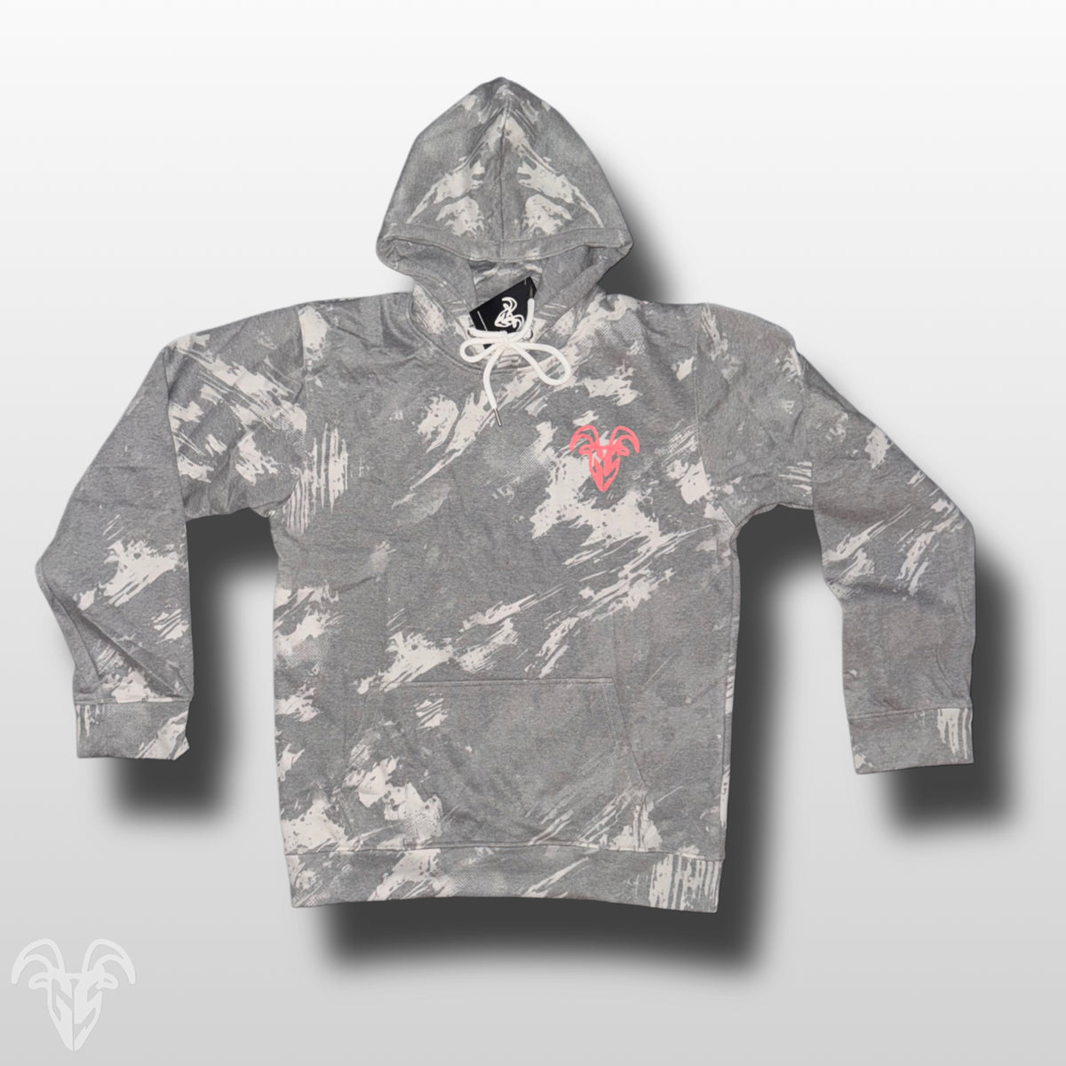 Goat Strength black scratch camo hoodie front