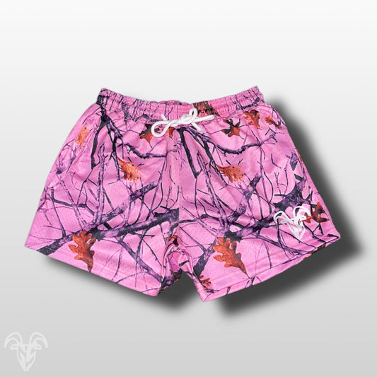 Goat Strength Final Stock – Pink Camo 5-Inch Mesh Shorts