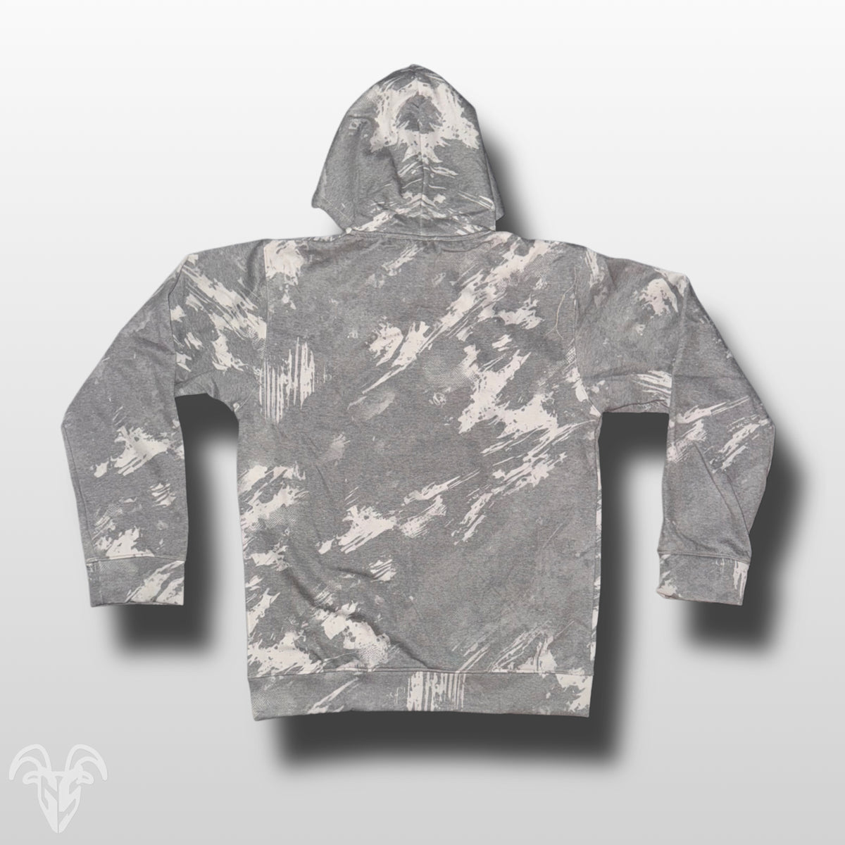 Goat Strength black scratch camo hoodie detail