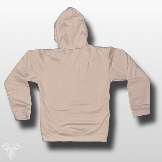 Goat Strength khaki embroidered hoodie detail