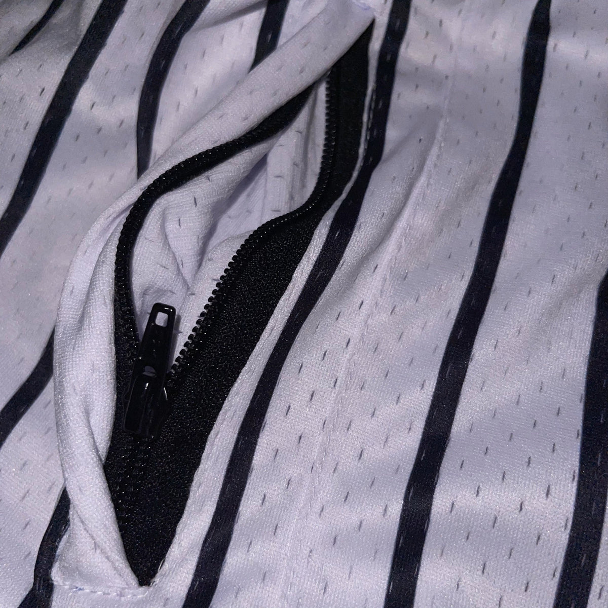 Goat Strength Final Stock – White Pinstripe 5-Inch Mesh Shorts